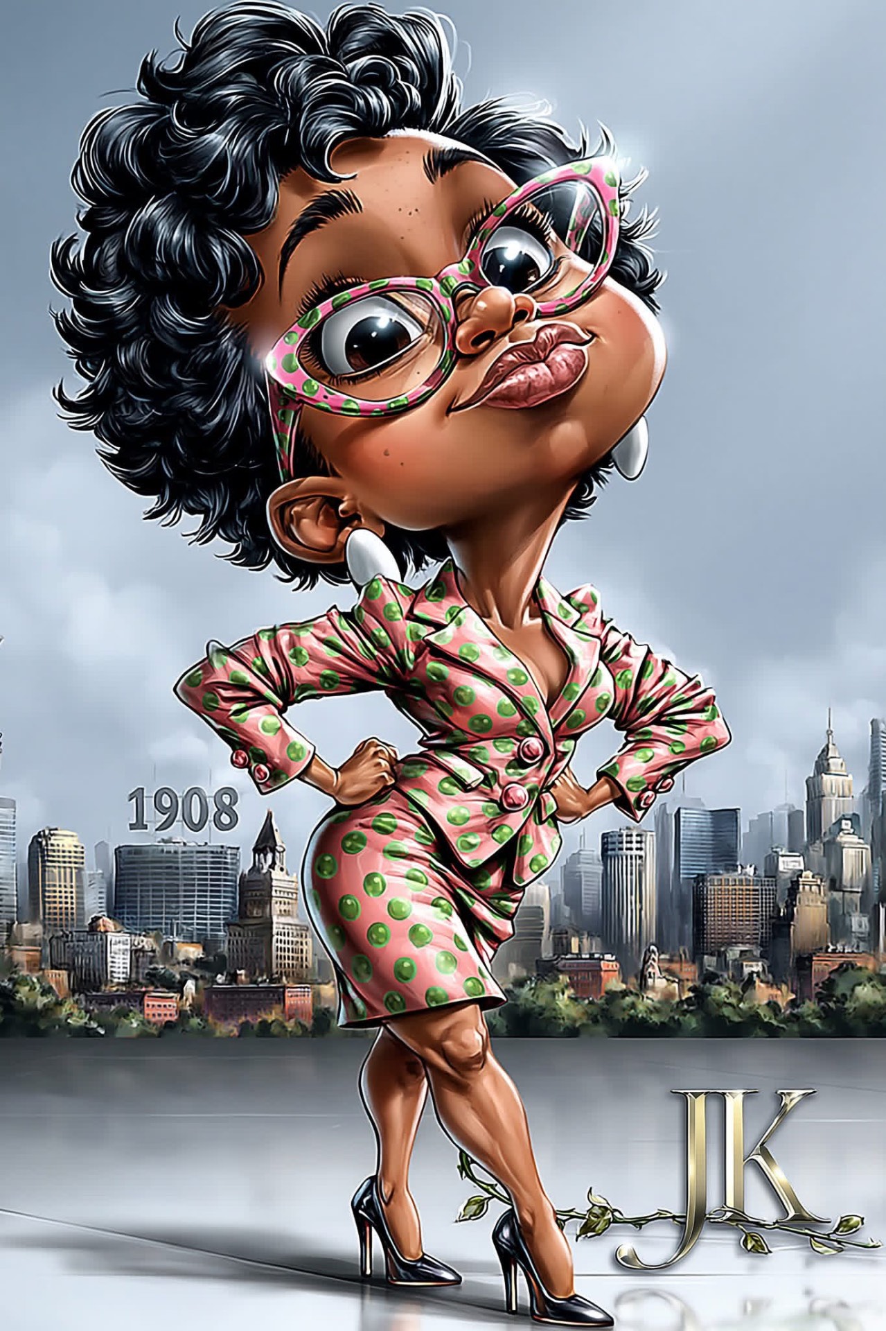 Skyline · Pink & Green Polka Suit · 1908